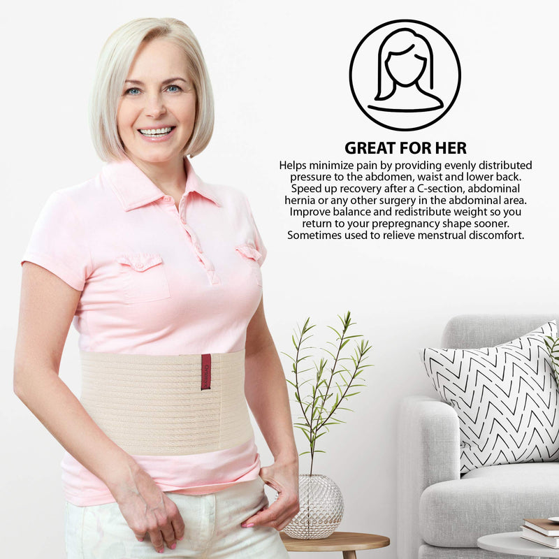 ORTONYX 6.25" Abdominal Binder for Men and Women/Postpartum Post-operative Post-surgery Wrap/Abdomen Navel Umbilical Hernia Support Belt / 524006 Beige L/XXL L/XXL (35"-52") - NewNest Australia