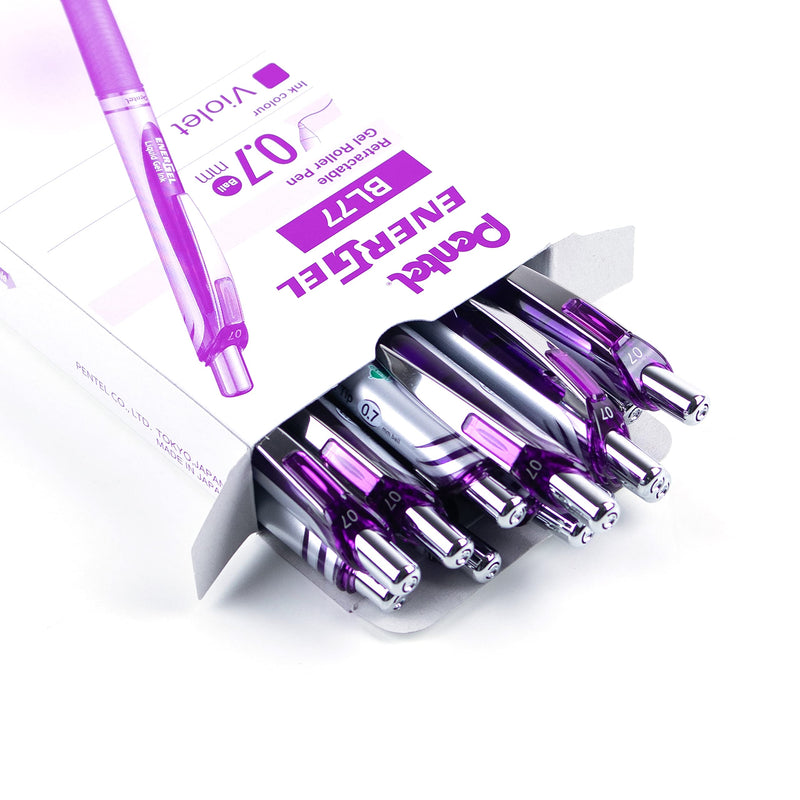 Pentel Energel XM Retractable Gel Pen with 0.7 mm Tip, 0.35 mm Line Width - Violet, Pack of 12 Single - NewNest Australia