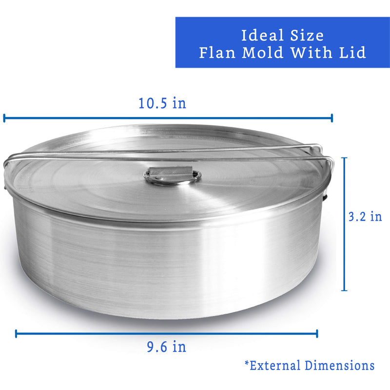 NewNest Australia - Flan Mold with Lid - Oversized XL (10.5 x 3.2 in) - Authentic Mexican Design Flanera Flan Maker - Flan Pan - Moldes para Flan en Baño Maria con Tapa - Flaneras Moldes con Tapa - Molde para Flan Grande 