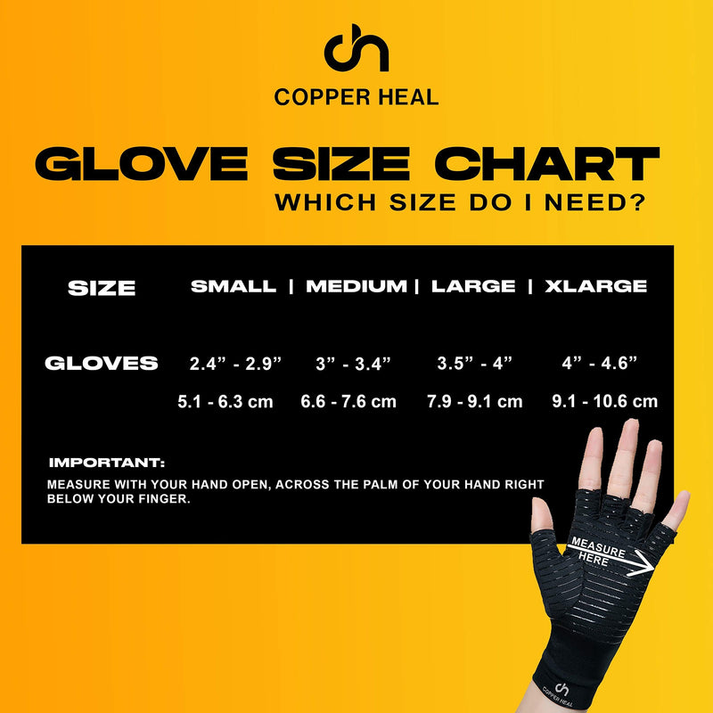 COPPER HEAL Arthritis Compression Gloves Rheumatoid Carpal Tunnel Glove Fingerless Pains Hands Support finger joint Small (1 Pair) - NewNest Australia