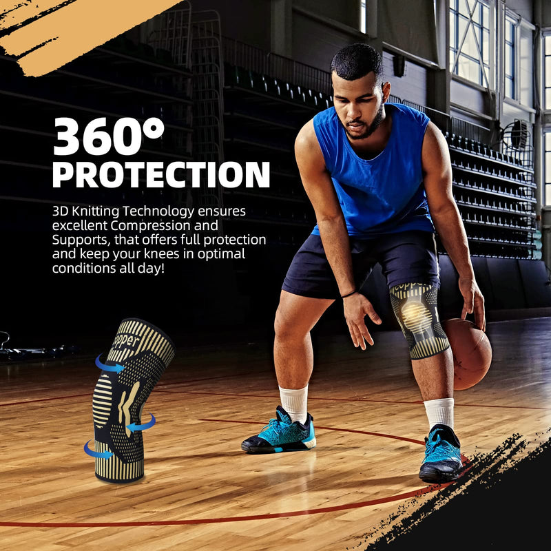 2 Pack Copper Knee Support for Women/Men - Knee Brace Compression Sleeve, Best Knee Sleeves Supports for Arthritis, Meniscus Tear, Knee Joint Pain, MCL, ACL, Running, Sports XL Copper (Pack of 2) - NewNest Australia