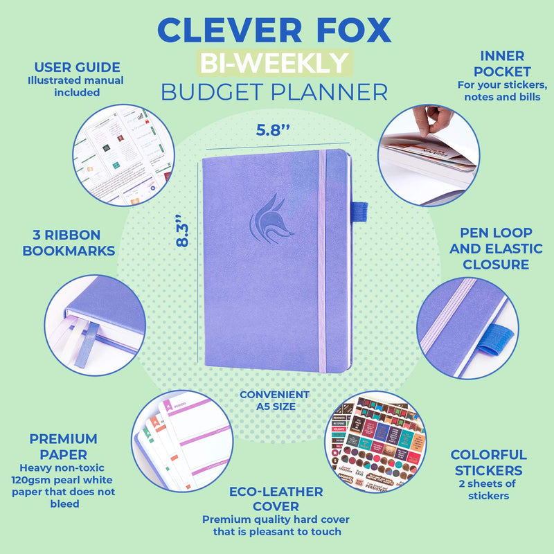 Clever Fox Bi-Weekly Budget Planner – Undated Financial Organizer with Expense & Bill Tracker – Finance Book for Household Money Budgeting & Accounts Book to Take Control of Your Money,A5 - Periwinkle - NewNest Australia