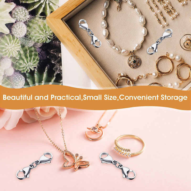 Grevosea 4 Pieces Double Lobster Clasp Extender, Stainless Steel Lobster Claw Clasps Double Claw Connector Bracelet Necklace Extender for DIY Jewelry Making Women and Girls Gifts(Silver) - NewNest Australia