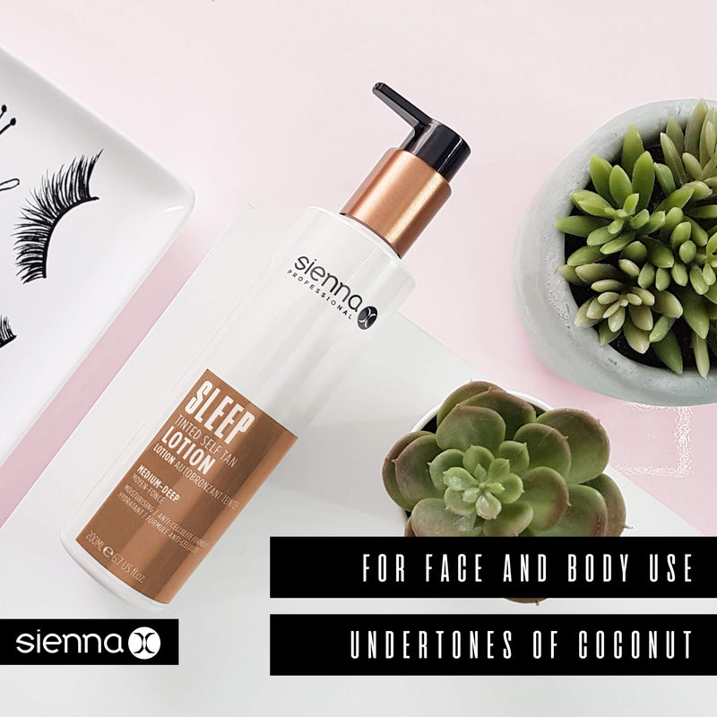 Sienna X Sleep Self Tan Tinted Lotion 200ml. Natural Streak Free Fake Tan Cream For Holiday Glow With Green Tea And Lemon Peel Extract. Long Lasting Formula For Face And Body. - NewNest Australia