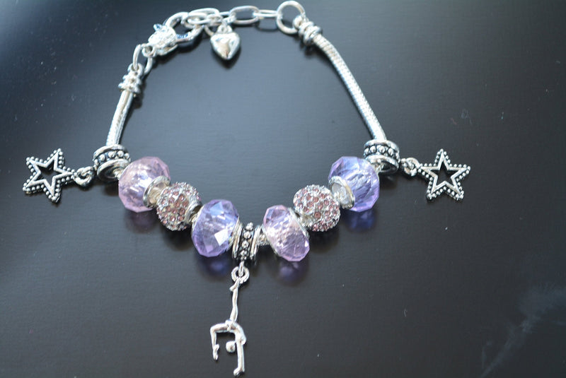 Gymnastics Charm Bracelet- Gymnastics Jewelry- European Style Snake Chain Bracelet- Perfect Gymnast Gift - NewNest Australia
