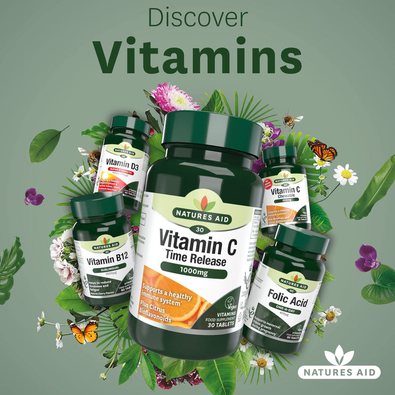 Natures Aid Vitamin C, Time Release 30 Tablets, 1000 mg (with Citrus Bioflavonoids, Slow Release, for the Normal Function of the Immune System, Vegan Society Approved, Made in the UK) - NewNest Australia