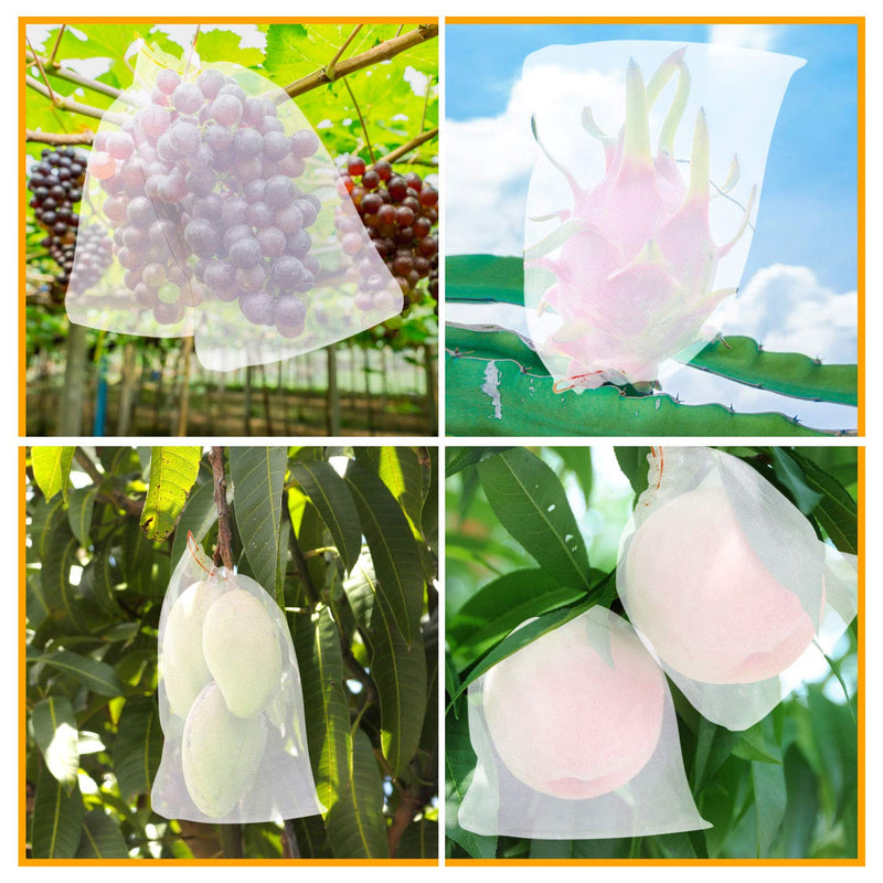 Kikhope 100Pcs 6"x4" Fruit Protection Bags, Garden Netting Bags with Drawstring, Fruit Netting Bags, Fruit Tree Bags, Netting Barrier Bags for Protecting Fruits and Vegetables 6"x4" - NewNest Australia