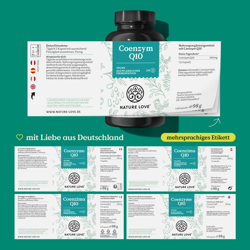 Nature Love Coenzyme Q10 High Dose ‚ 200 Mg Per Capsule ‚ 120 Vegan Capsules In 4 Month Supply ‚ Made From Vegetable Fermentation ‚ High Dose & Produced In Germany - NewNest Australia