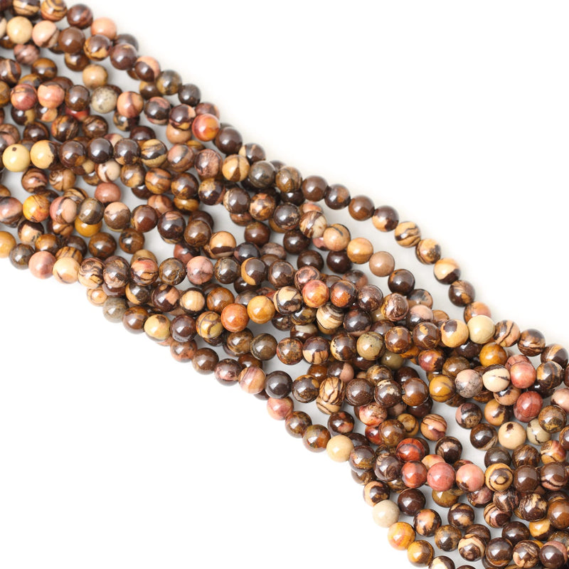 CHEAVIAN 60PCS 6mm Natural Africa Picture Jasper Gemstone Round Loose Beads for DIY Bracelet Necklace Earrings Jewelry Making 1 String 15 Inches - NewNest Australia