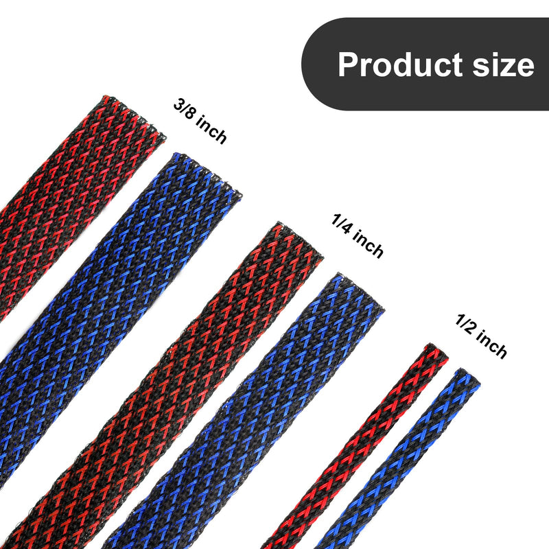 6 Rolls of 16 ft Wire Loom Braided Cable Sleeve with 127 Pieces Heat Shrink Tube for Audio Video and Other Home Device Cable Automotive Wire (Red, Blue and Black,1/2 Inch, 1/4 Inch, 3/8 Inch) 1/2 Inch, 1/4 Inch, 3/8 Inch Red, Blue and Black - NewNest Australia
