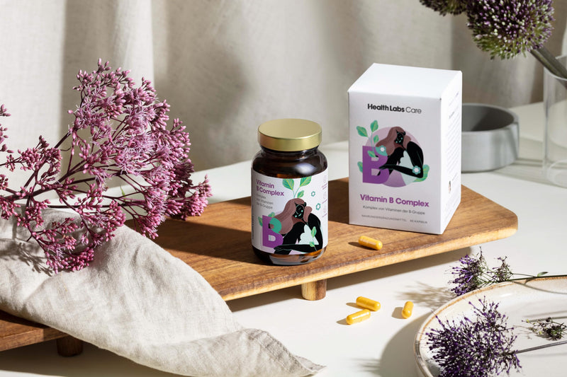 Health Labs Care Vitamin B Complex (B1, B2, B3, B6, B12) - Active Vitamin B Forms - Vegan - Supports the Nerves and Immune System - Combats Feelings of Fatigue - 60 Capsules - Vitamin B Complex - NewNest Australia