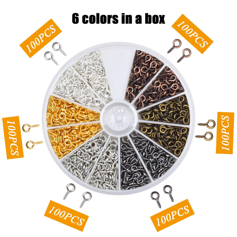 Screw Eye Pins, 600pcs Mini Eye Pins Hooks Eyelet Screw Threaded for Jewelry Making, 6 Colors - NewNest Australia
