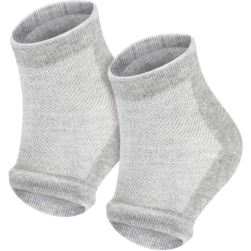 Soft Gel Heel Socks Ventilate Open Toe Socks 4 Pairs for Dry Hard Cracked Skin Moisturizing Day Night Care Skin (Gray) - NewNest Australia