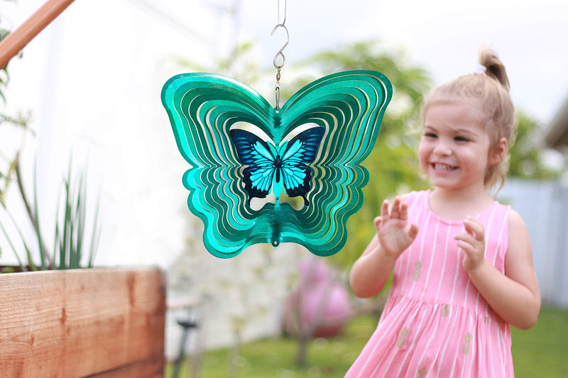 ISEO Butterfly Design Wind Spinner – 12 inch Beautiful Garden Decoration Accessory – Outdoor Porch Decoration - Easy to Mount with Rustproof Swivel Hanging Hooks – All Year Yard Beautification - NewNest Australia
