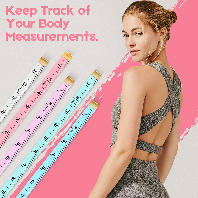 Tape Measure, iBayam Measuring Tape for Body Weight Loss Fabric Sewing Tailor Cloth Vinyl Measurement Craft Supplies, 60-Inch Soft Double Scale Ruler, 5-Pack, Pastel Pink, Blue, Green, Purple, White - NewNest Australia