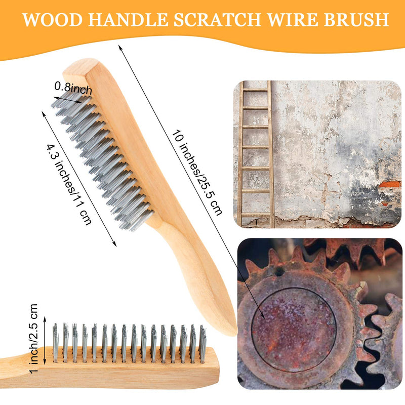 2 Pieces Scratch Wire Brush Wire Scratch Brush Stainless Steel Brush Welding Wood Wire Brush with Curved Wood Handle for Cleaning Rust, Removing Paint, Dirt and Other Debris,10 Inch Overall Length - NewNest Australia