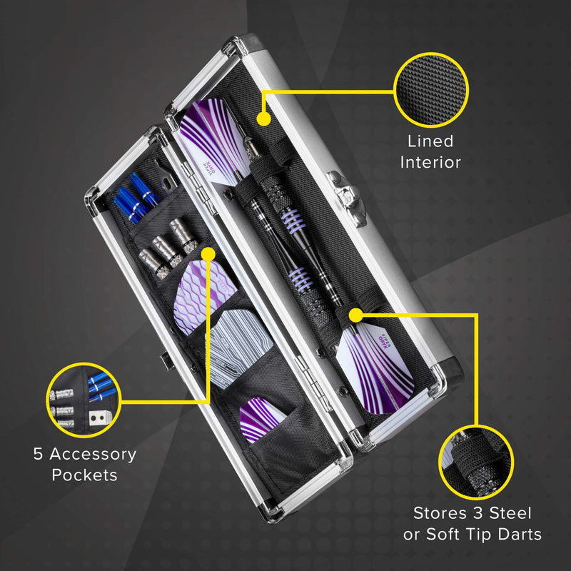 Casemaster Accolade Aluminum Dart Case Holds 3 Steel Tip and Soft Tip Darts, Slim Profile Fits into Your Pocket While Keeping Your Darts Pristine - NewNest Australia