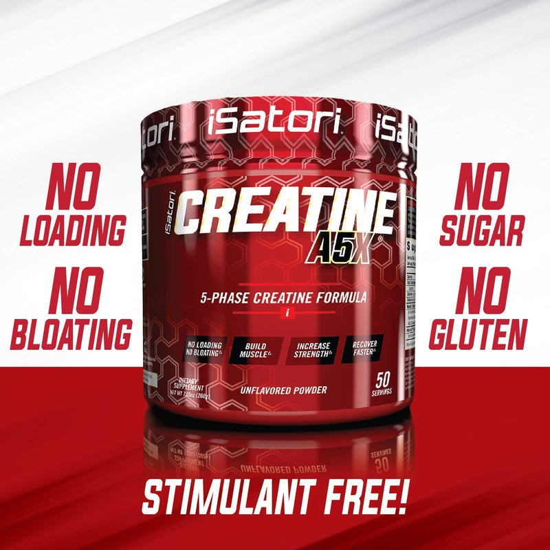 iSatori Creatine A5X Advanced 5-Phase Creatine Monohydrate Powder for Muscle Growth, Strength Building, & Recovery - Dietary Supplement for Training & Weight Lifting - Unflavored (50 Servings) - NewNest Australia
