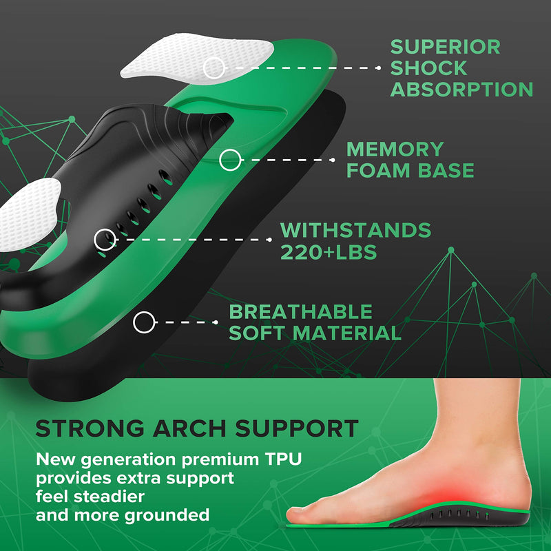 {New 2022} 220+ lbs Plantar Fasciitis Strong Arch Support Insoles Inserts Men Women - Flat Feet - Orthotic Insoles High Arch for Arch Pain - Work Boot Shoe Insole - Heavy Duty Support Pain Relief Black (S) 6-7.5 - NewNest Australia