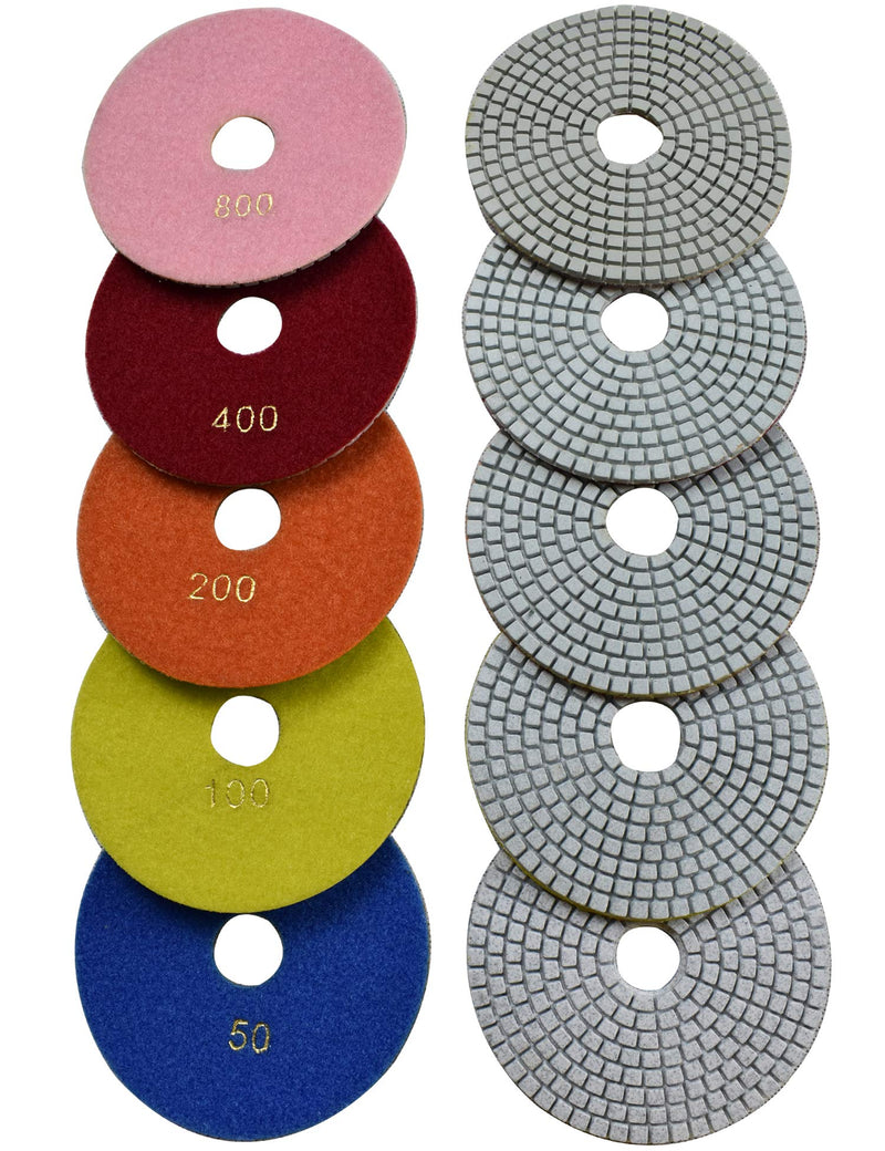 Konfor Wet Diamond 5 inch Polishing Pads 5 Packs for Granite Marble Travertine Concrete Quartz Terrazzo Renew - NewNest Australia