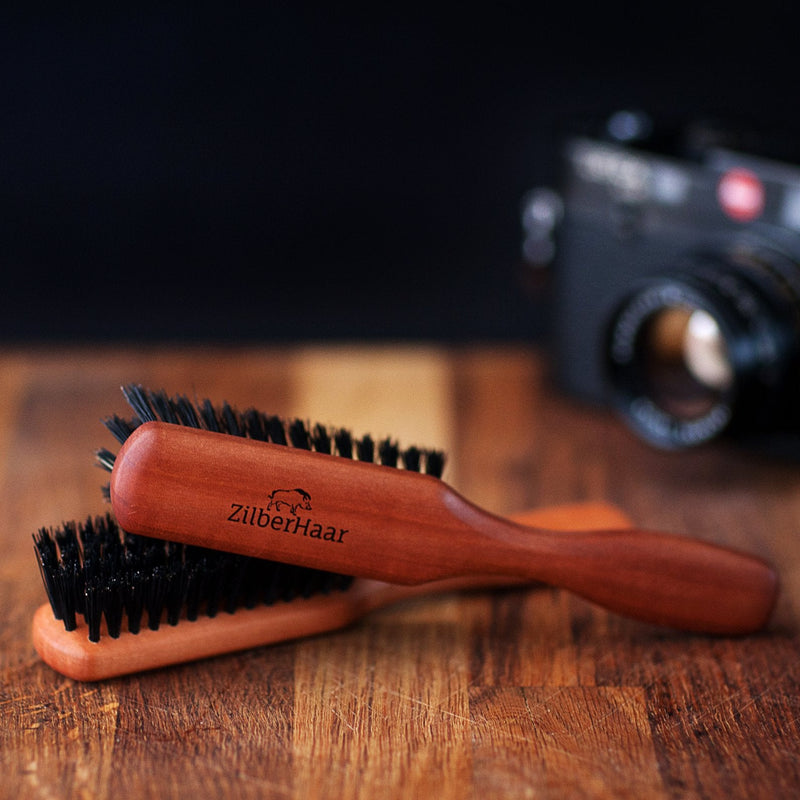 Zilberhaar Beard Brush (Soft Bristles) | 100% wild boar bristles with pear wood | Works With All Beard Balms & Oils | Made in Germany - NewNest Australia