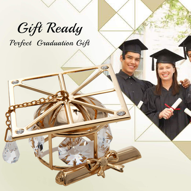 NewNest Australia - Matashi Graduation Cap Ornament, Gold with Clear Crystals 