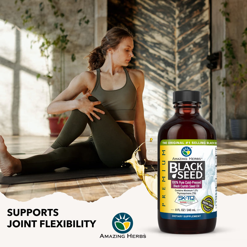 Amazing Herbs Premium Black Seed Oil - Cold Pressed Nigella Sativa Aids in Digestive Health, Immune Support, Brain Function, Joint Mobility, Gluten Free, Non GMO - 8 Fl Oz 8 Fl Oz (Pack of 1) - NewNest Australia