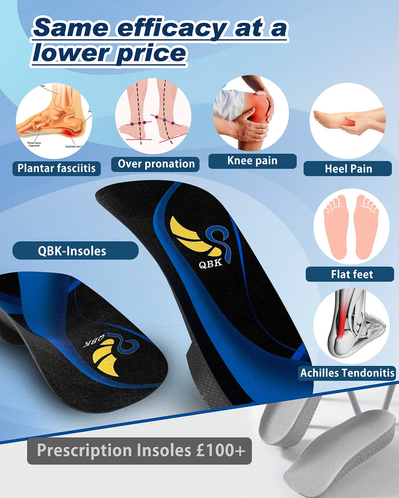 3/4 High Arch Support Insoles Women Men QBK Orthopedic Insoles Suitable for Plantar Fasciitis Flat Feet OverPronation Achilles Tendonitis Height Increase Insoles for Pain Relief, M M: 6-8 - NewNest Australia