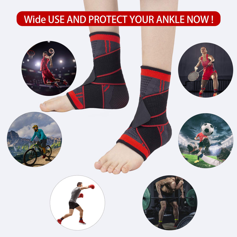 Ankle Brace Set of 2 Compression Support Adjustable Sleeve for Injury Recovery, Joint Pain and More, Arch Brace Support & Foot Stabilizer, Ankle Wrap Protect Against Ankle Sprains or Swelling M Green - NewNest Australia
