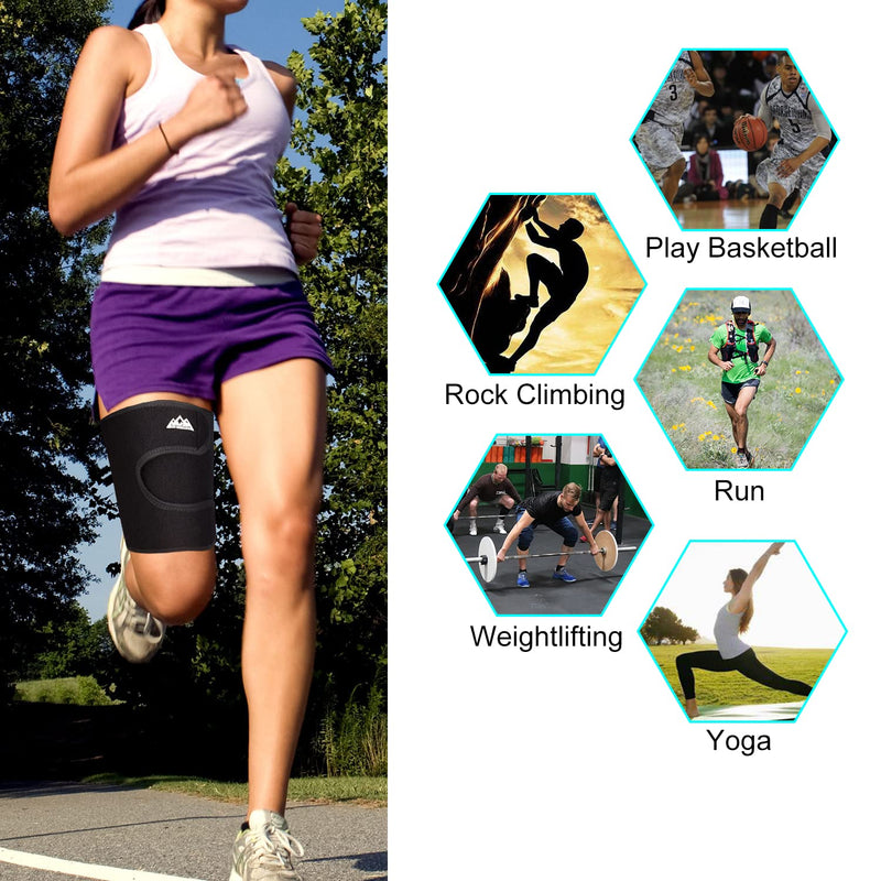 supregear Thigh Brace Support, Adjustable Thigh Compression Sleeve Neoprene Hamstring Quad Wrap Breathable Non-Slip Upper Leg Brace Leg Slimmer for Women Men Pulled Groin Muscle, Quadriceps, Black - NewNest Australia