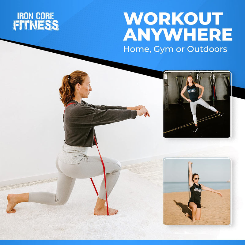 Pull up Resistance Bands Sets - for Strength Power Flexibility Training Pull Up Assist at Home or Gym by Iron Core Fitness. eBooks and Workout Chart Included. 3 Set - Black Red Yellow - NewNest Australia