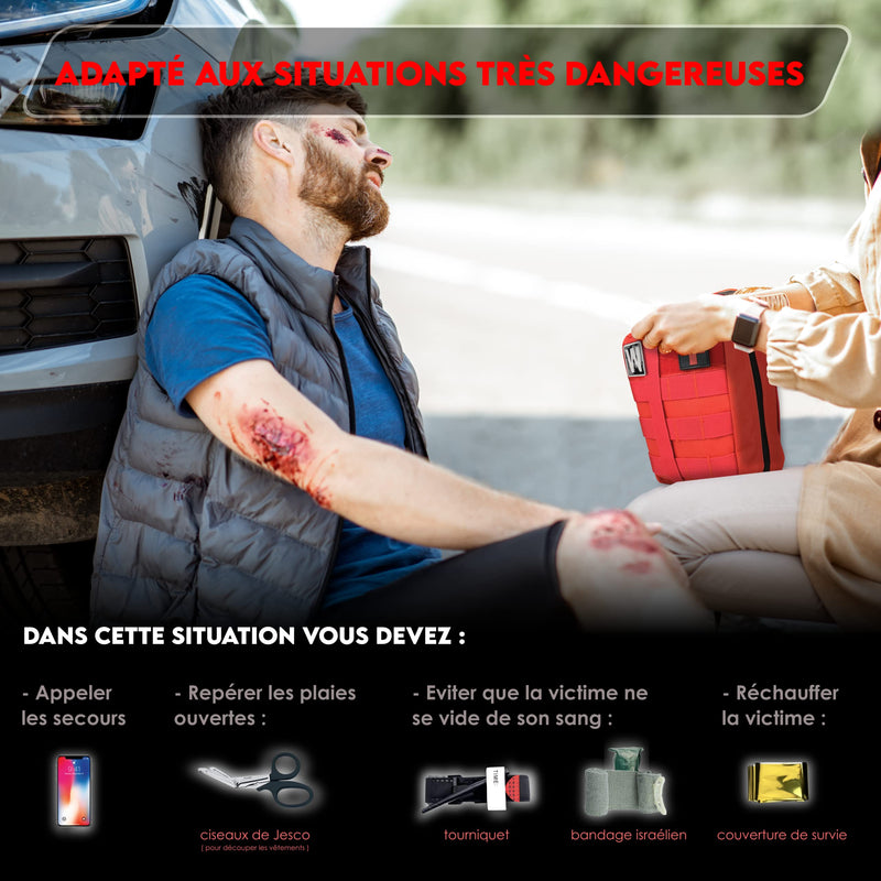 Woncrow First Aid Kit + Mini Travel Pharmacy - Car First Aid Kit, Emergency Equipment, Motorcycle Accessories - Emergency Bag Filled Bicycle First Aid Bag Home Pharmacy Bag Suitcase First Aid Kit Car - NewNest Australia