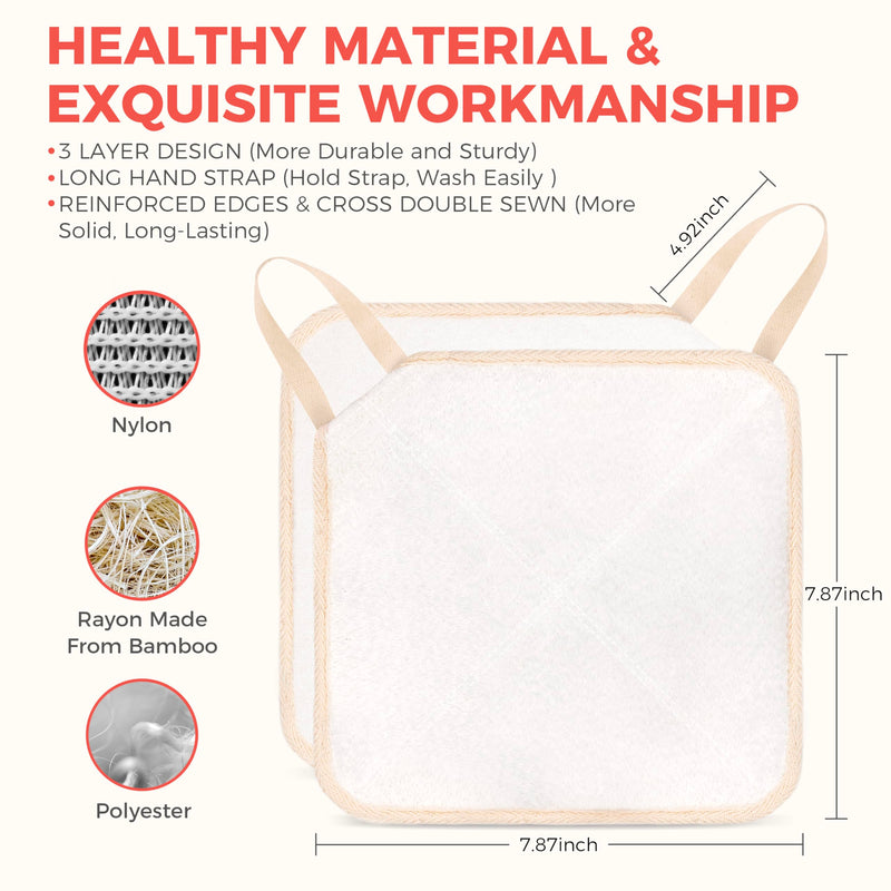 ZOMCHI 3 Pack Exfoliating Washcloths, Premium Face and Body Washcloths with Softness and Scrub on Two Sides, Durable Bath Towels for Women and Men (White) White - NewNest Australia