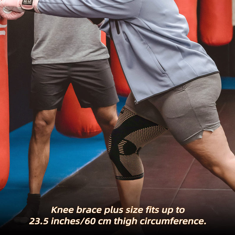 JIUFENTIAN Copper Knee Support for women and men-Compression knee brace for arthritis,knee Pain Relief, Running,Ligament Injury Recovery,Meniscus Pain,Walking sports(M) M Tan - NewNest Australia