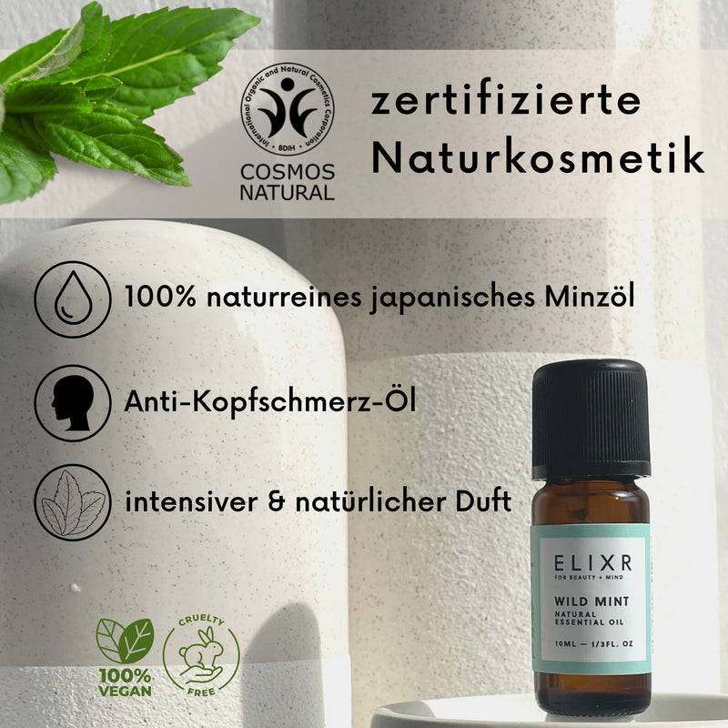 Elixr Japanese Mint Oil For Room Fragrance, Aromatherapy & Massage Oil - 100% Mint Leaf Essential Oil With Intensive Fragrance - Certified Natural Cosmetics From Germany (10Ml) - NewNest Australia