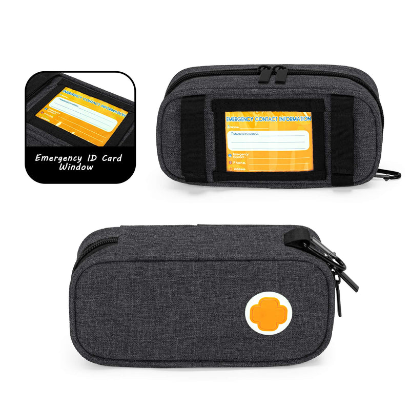 CURMIO Insulated Epipen Carrying Case for Adult and Kid, Portable Medicine Supplies Bag for 2 EpiPen, Auvi-Q, Syringes, Vials, Nasal Spray, Home and Travel, Black (Patent Pending) - NewNest Australia