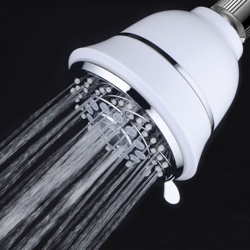 AquaCare By Hotel Spa Filtered Shower Head 4 Inch Chrome Face 6 Setting Showerhead with 3 Stage Shower Filter Cartridge Inside. (Dual White/Chrome Finish) - NewNest Australia