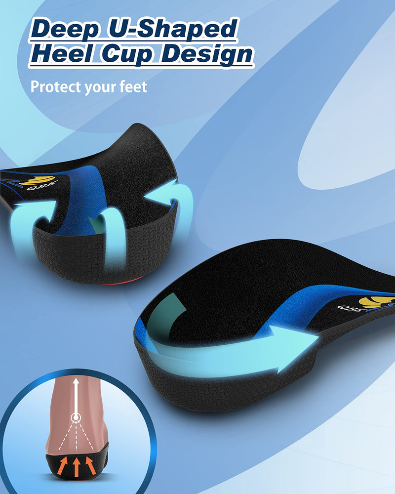 3/4 High Arch Support Insoles Women Men QBK Orthopedic Insoles Suitable for Plantar Fasciitis Flat Feet OverPronation Achilles Tendonitis Height Increase Insoles for Pain Relief, M M: 6-8 - NewNest Australia