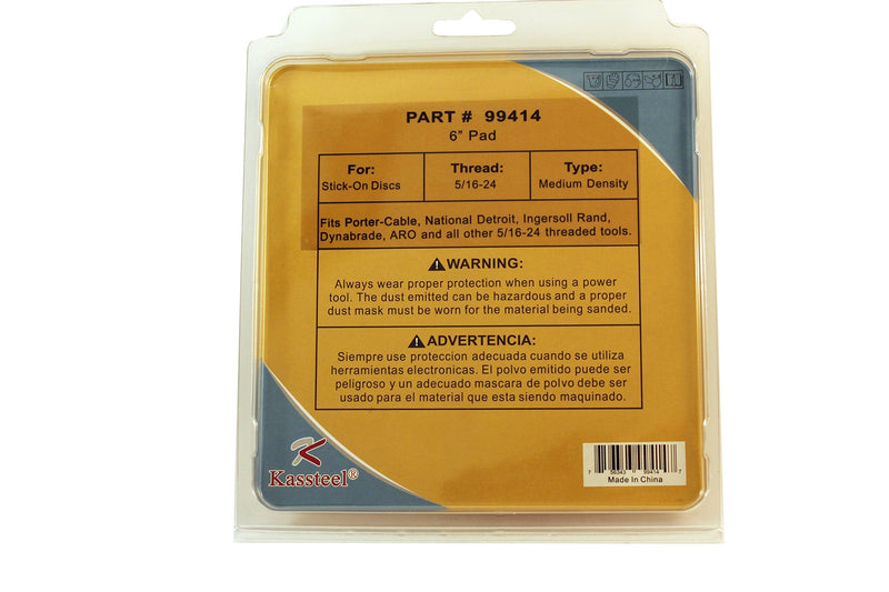 Kassteel 99414 6" by No Hole Back-up Pad with 16mm Thick 5/16"-24 Threaded Hub PSA Sanding Discs (1 Pad) - NewNest Australia