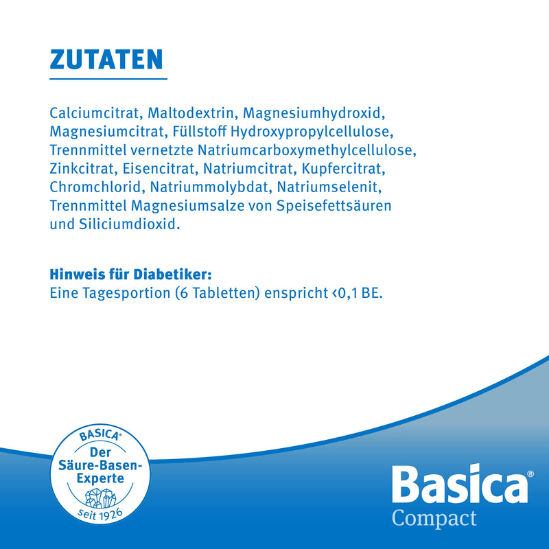 Basica Compact, Practical Alkaline Tablets For At Home And On The Go, For Alkaline Fasting And Detox, Vegan, Lactose-Free, Without Sweeteners And Sugar, With Valuable Alkaline Minerals And Trace Elements For A Balanced Acid-Base Balance... - NewNest Australia