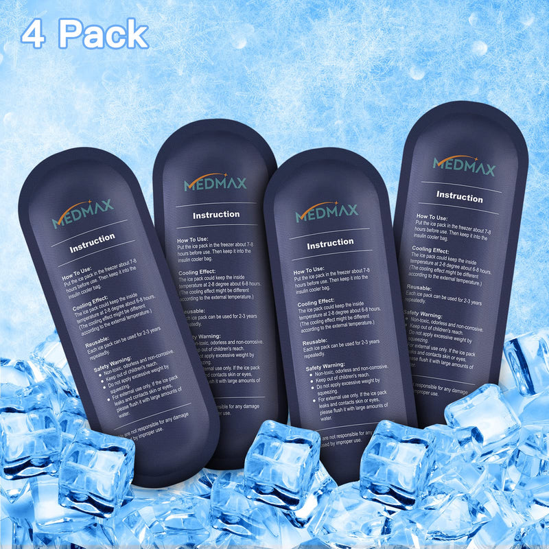 MEDMAX Ice Packs for Insulin Cooler Bag Travel Bag - Pack of 4 Reusable Ice Packs for Insulated Travel Diabetic Accessories, for Insulin Cooler Bag for Diabetics (4 Packs) - NewNest Australia