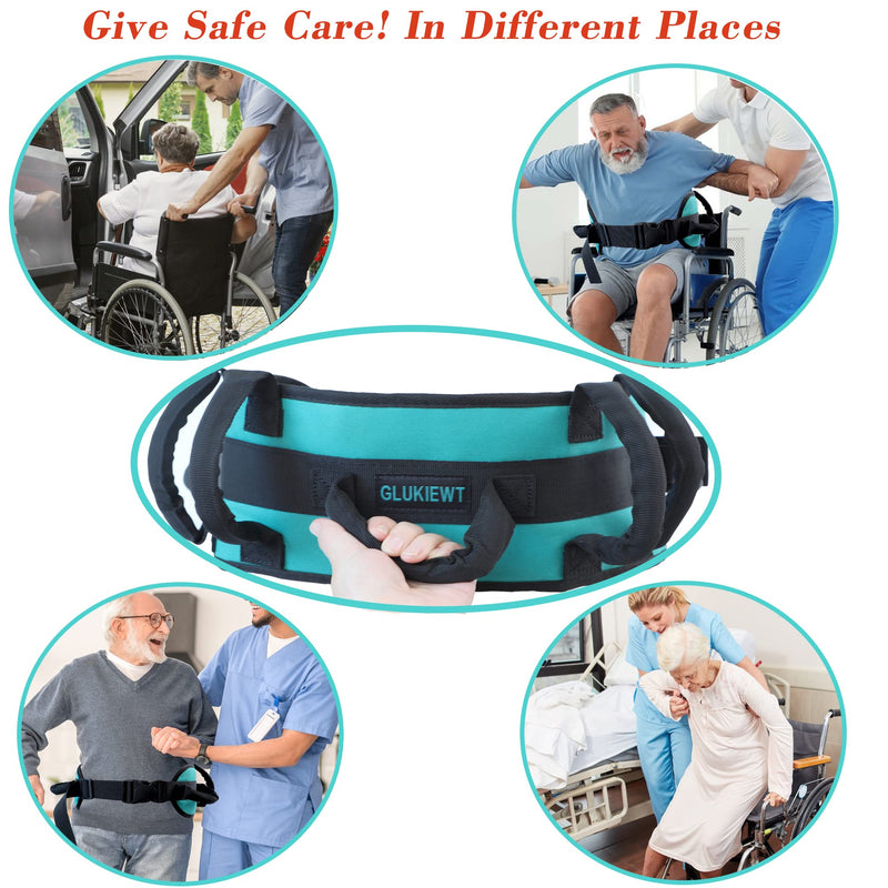 Gait Belts Transfer Belts for Seniors with 7 Padded Handles Widen Gate Belt for Lifting Elderly & Patient Medical Walking Aid Gait Belt with Quick Release Buckle Fit for 33.5" -55" Waist Green - NewNest Australia