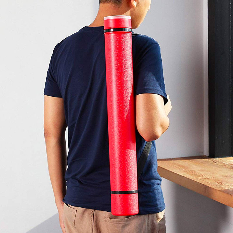 2-Pack Extendable Poster Tubes Expand from 24.5” to 40” with Shoulder Strap | Carry Documents, Blueprints, Drawings and Art | Red and Green Portable Durable Round Storage Cases with Lids and Labels - NewNest Australia