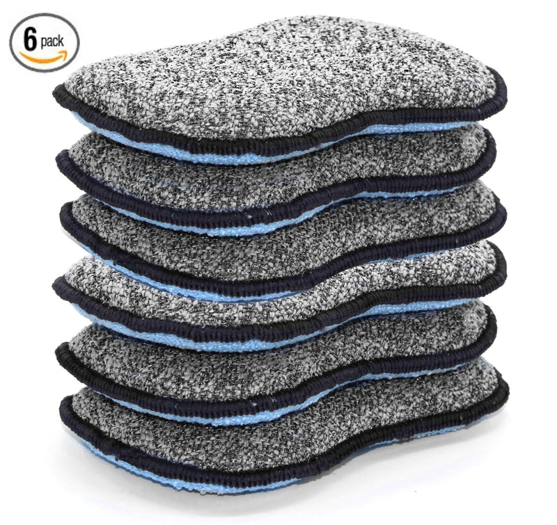 Multi-Purpose Scrub Sponges for Kitchen by Scrub- it - Non-Scratch Microfiber Sponge Along with Heavy Duty Scouring Power - Effortless Cleaning of Dishes, Pots and Pans All at Once( 6 Pack, Large) Gray & Blue Large (Pack of 6) - NewNest Australia