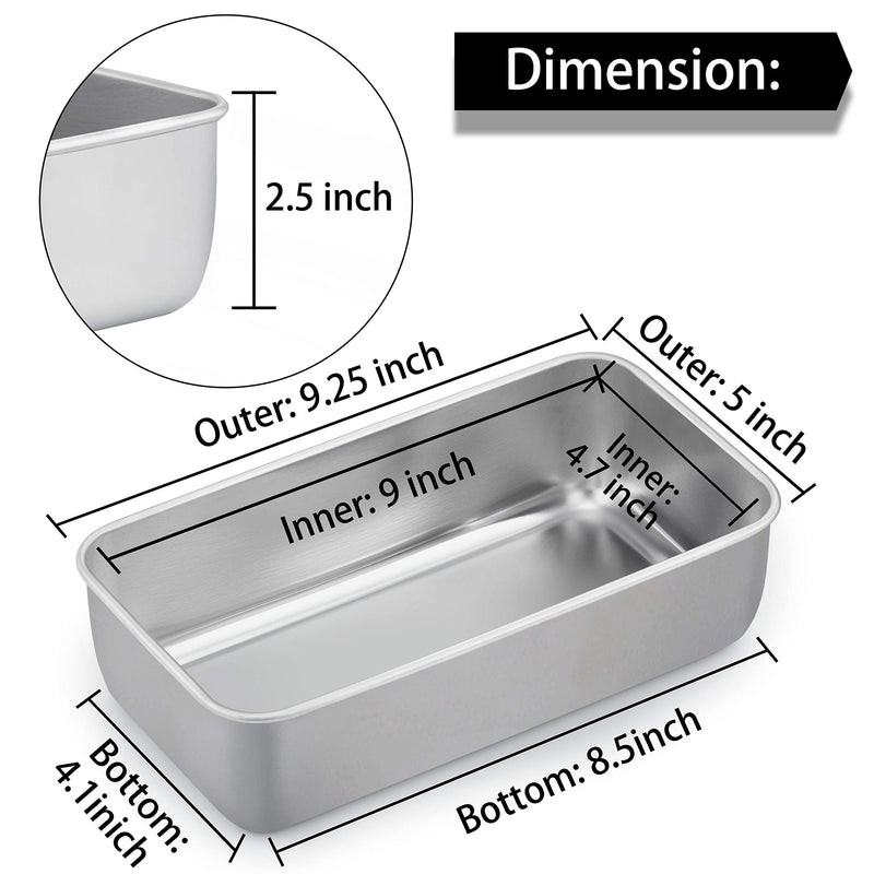 NewNest Australia - TeamFar Loaf Pans for Baking Bread, 9¼" × 5" Bread Loaf Pan Meatloaf Pan Stainless Steel for Home Kitchen, Healthy & Durable, Oven & Dishwasher Safe - Set of 2 