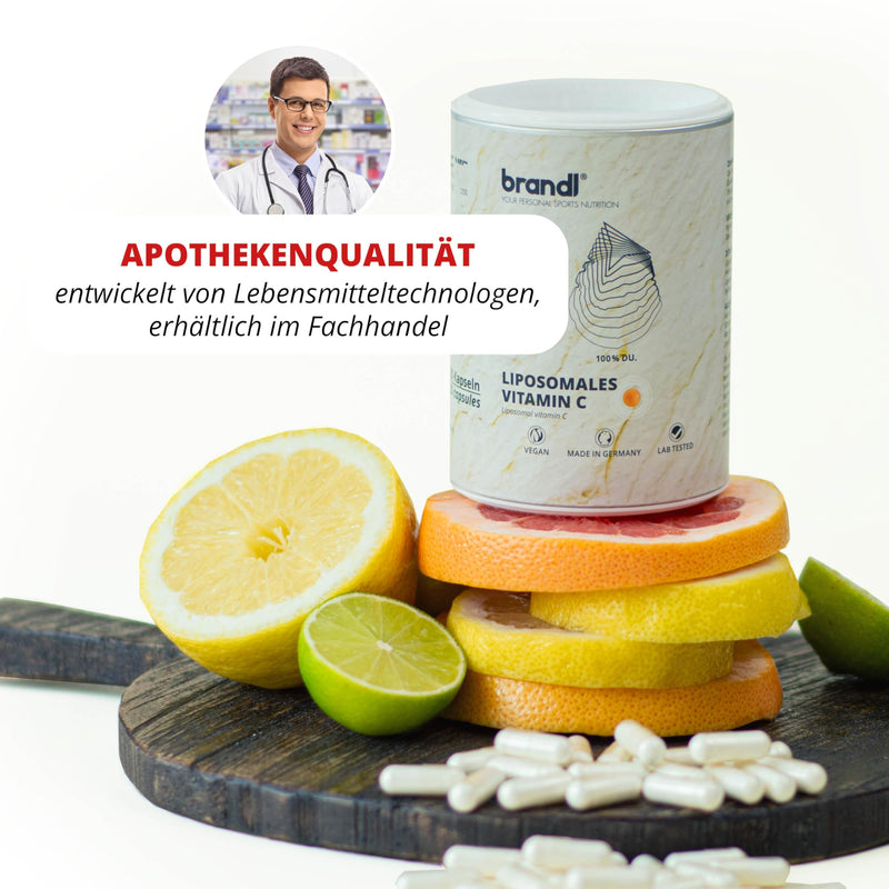 High-dose liposomal vitamin C, natural & without additives | Vitamin C 1000mg for active & body-conscious people by brandl® | Liposomal vitamin C capsules 120 pieces. - NewNest Australia