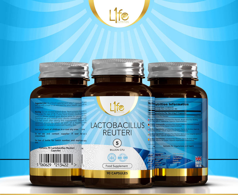 LN Lactobacillus Reuteri | 90 Lactobacillus Reuteri Probiotic Capsules - 5 Billion CFU L Reuteri per Serving | High Strength L-Reuteri Supplement | Non-GMO, Gluten & Allergen Free | Made in The UK - NewNest Australia