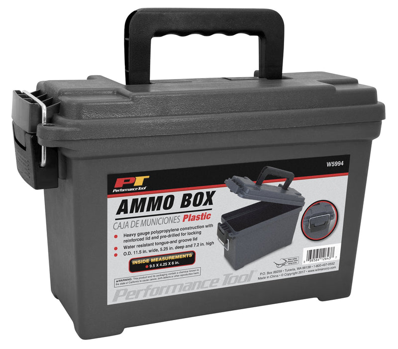 Performance Tool W5994 Gray Plastic Ammo Box/ Dry Box (11.5"wide, 5.25" deep and 7.2" Tall) - NewNest Australia