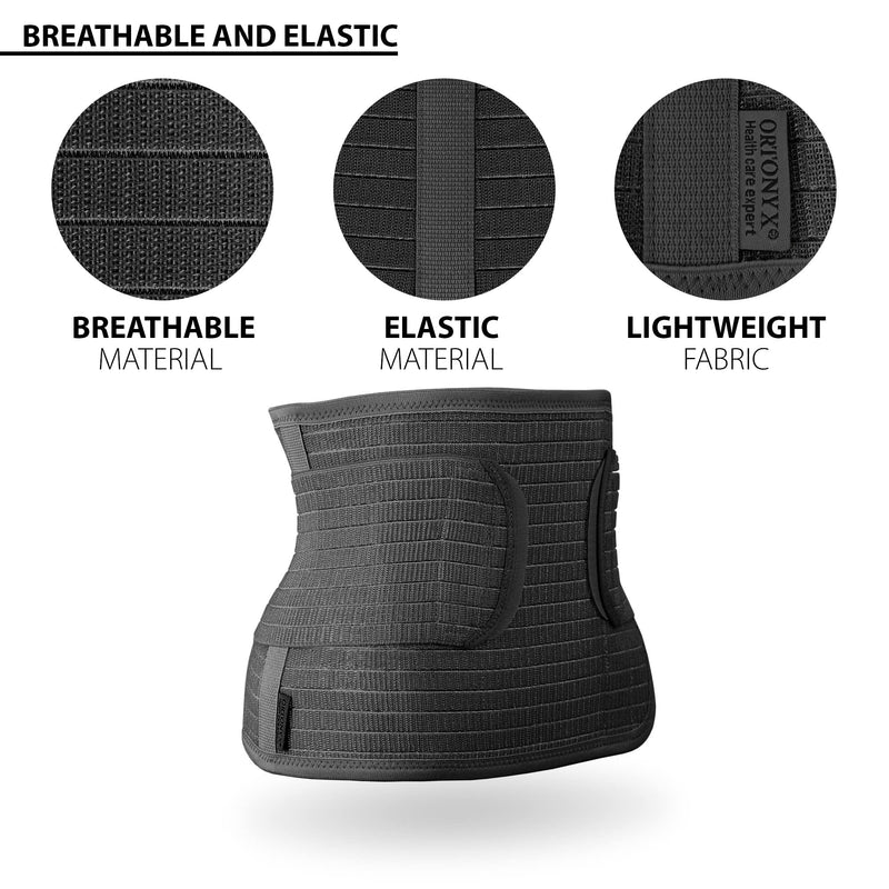 ORTONYX Breathable 9.5" Abdominal Binder/Postpartum Postoperative Wrap/Abdomen Hernia Support Belt for Men and Women - XXL (42"-48") Black 2X-Large (42"-48") - NewNest Australia