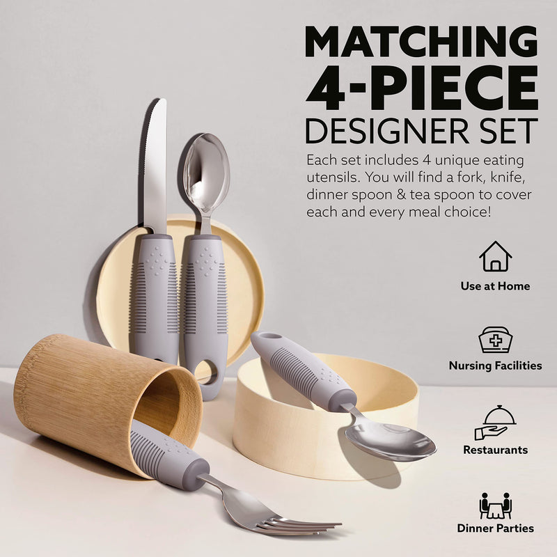 iMedic Comfort Grips Cutlery - Cutlery for Disabled Hands - Dishwasher Safe Disabled Cutlery for Adults - Disability Cutlery for Adults Suffering from Trembling Hands - 1 Set Grey Single - NewNest Australia